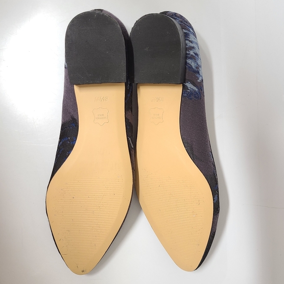 Talbots Blue & Black Textured Fabric Almond Toe Flats 8½ Wide - Picture 10 of 12